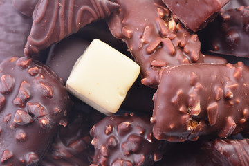 Sweets from different types of chocolate