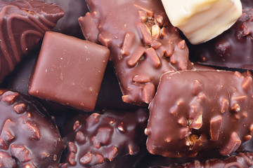 Sweets from different types of chocolate