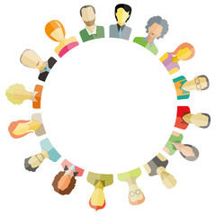 Obraz premium group of people surrounding blank circle for social network and community concept