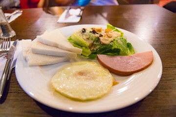 Breakfast Meal with Bread Ham