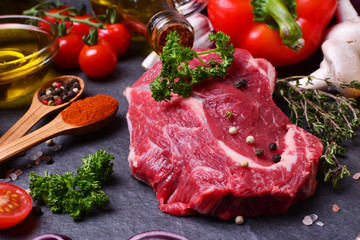 Beef meat with spices and vegetables