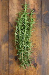 Rosemary bound on a wooden table
