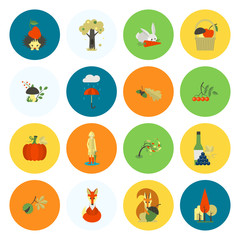 Set of Flat Autumn Icons