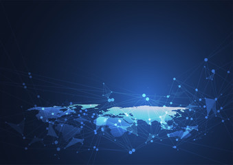 Global network connection. World map point and line composition concept of global business. Vector Illustration