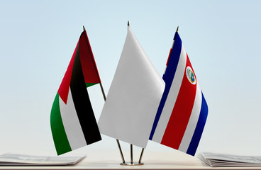 Flags of Jordan and Costa Rica with a white flag in the middle