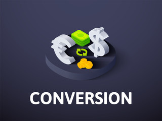 Conversion isometric icon, isolated on color background