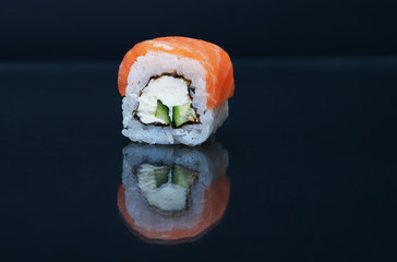 Delicious sushi isolated on white background.

