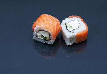 Sushi on black background
