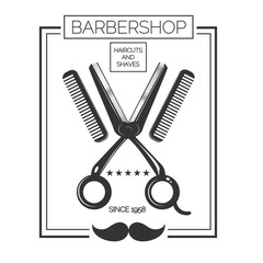 Barbershop concept logo design on white  vector eps 10 design