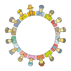Fototapeta premium group of people around blank circle for career and community concept