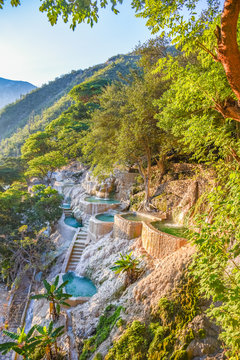 Sunrise at Tolantongo thermal baths in Hidalgo, Mexico