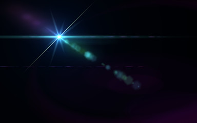 Abstract galactic space scape background with distant stars.Beautiful lens flare effect.Colorful digital lens flare.Sun light effect..