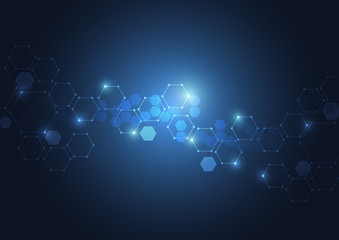 Abstract connecting dots and lines molecule background. Connection science compounds, medical, technology or scientific concept background. Vector illustration