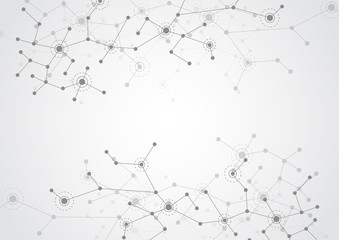 Abstract connecting dots and lines molecule background. Connection science compounds, medical, technology or scientific concept background. Vector illustration