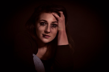 crying woman - isolated on black