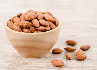 close up some almonds in bowl