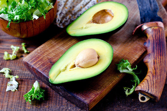 Avocado and lettuce leaves. Healthy food. Diet