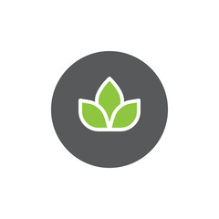Organic bio food icon vector, filled flat sign, bicolor pictogram, green and gray colors. Leaves in a circle, Lotus flower symbol, logo illustration