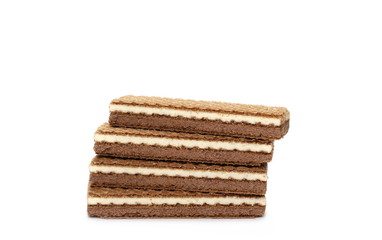 Chocolate wafers isolated on white background