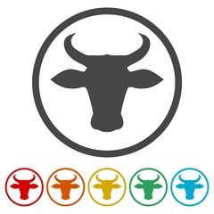 Bull icon vector, 6 Colors Included