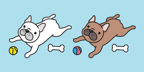 Obraz premium dog vector french bulldog icon logo bone ball toy character cartoon illustration