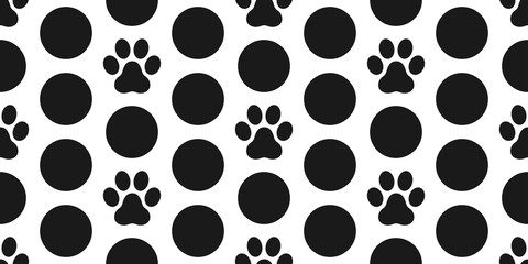  Dog Paw Seamless Pattern vector foot print Cat paw isolated polka dot wallpaper background backdrop