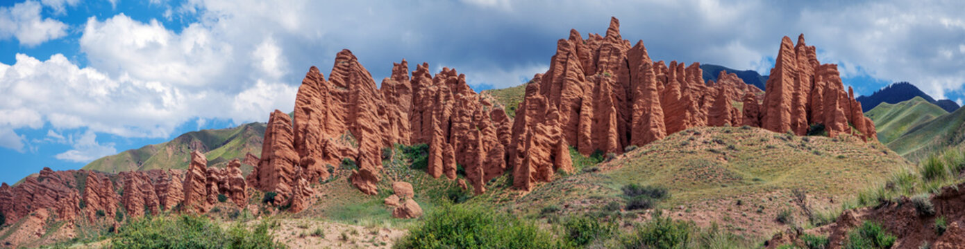 Red rocks on the Assy mountain plateau. Kazakhstan.