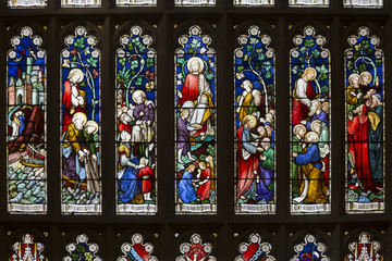 Stained glass at St Andrew's Cathedral, the cathedral church of the Anglican Diocese of Sydney in...