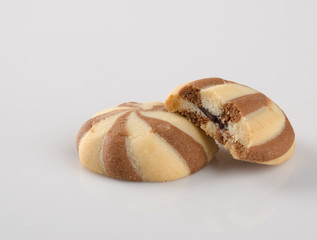 cookies or butter cookies white chocolate on background.