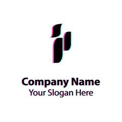 Abstract logo design with glitch effect on white background, Abstract graphic icon, logo design template, symbol for company