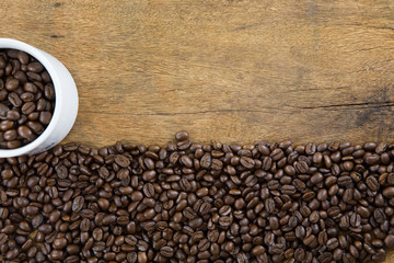 A coffee mug of coffee beans
