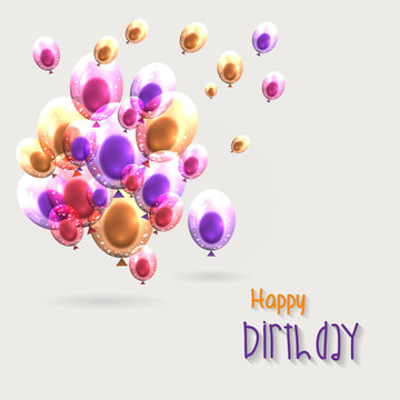 Birthday balloons template. Luxury shiny colorful balloons vector graphic. Vector Illustration of a Happy Birthday Greeting Card Design.