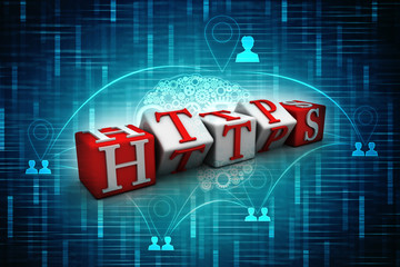 3d illustration Network community concept . cube with http sign