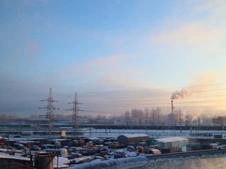 dawn in the industrial zone