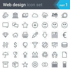 Fototapeta premium Web design, SEO and development thin line vector icon set isolated on white background