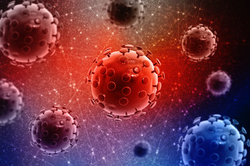 3d rendering Virus bacteria cells background