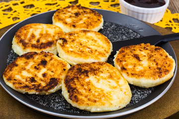 Delicious curd cheese cakes with sugar powder