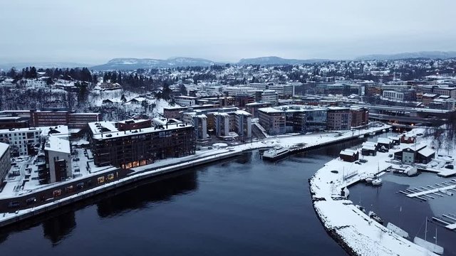 Sliding and point of interest shots of office areas in Lysaker, Norway in winter