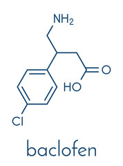 Baclofen drug molecule. Skeletal formula.