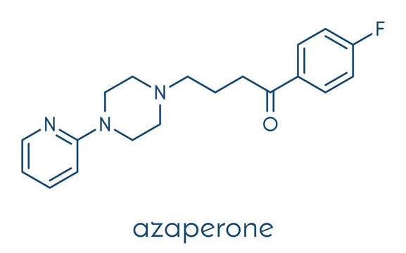 Azaperone antipsychotic drug molecule. Skeletal formula.