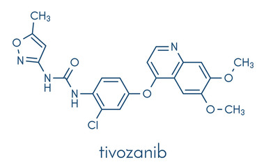 Tivozanib cancer drug molecule. Skeletal formula.