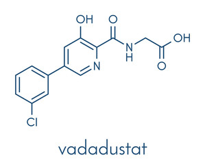 Vadadustat drug molecule.  Skeletal formula.