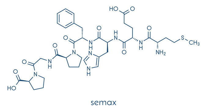 Semax peptide drug molecule. Skeletal formula.
