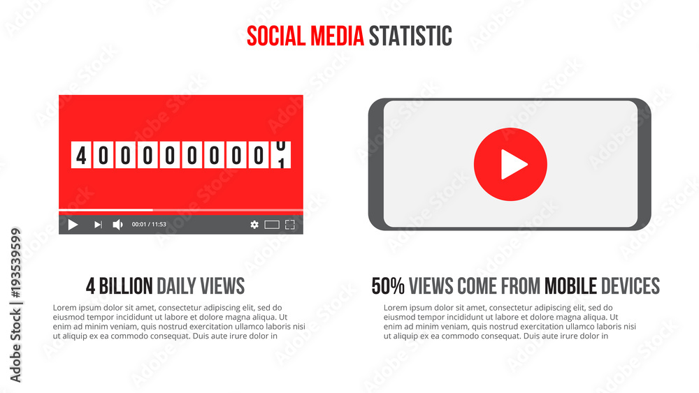 Aufkleber vector online video infographic statistic. smartphone with video player on the screen.