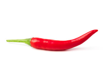 red spicy chili pepper isolated on white background.