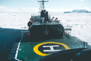 Approaching Expedition Vessel by Air - Antarctica