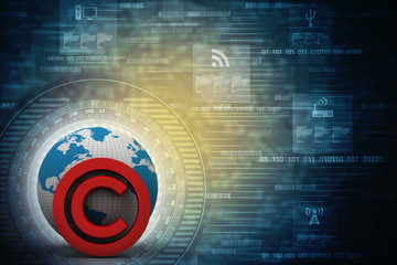 3d illustration copyright symbol concept 