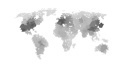 Black color world map isolated on white background. Abstract flat template with rectangles for web design, brochure, flyer, annual report, banner, infographic. Global concept, vector illustration.