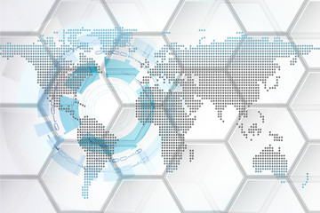 Abstract world cyber security concept background. World map.