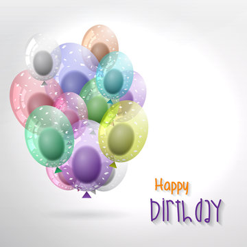 Birthday balloons template. Colorful balloons vector graphic. Vector Illustration of a Happy Birthday Greeting Card Design.